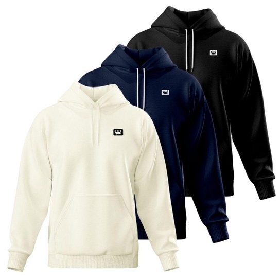 Kit 3 Blusa de Moletom Canguru com Capuz Confortável Estilo Casual Siri