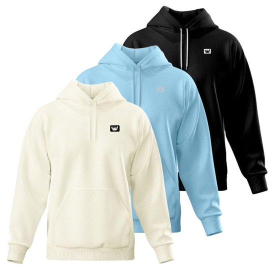 Kit 3 Blusa de Moletom Canguru com Capuz Confortável Estilo Casual Siri