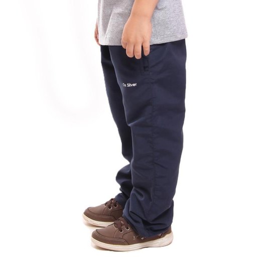 Kit 3 Calça Infantil Tactel OX SILVER Bolsos Frente e Costa