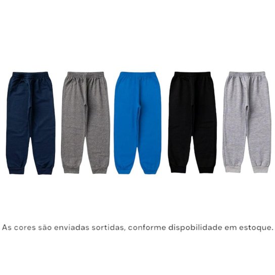 Kit 3 Calças Infantil Juvenil Moletom Com Punho Unisex 1 a 16