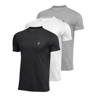 Kit 3 Camiseta Camisa Masculina Manga Curta Dry Esportivo Corrida Malhar Musculação Academia Treino