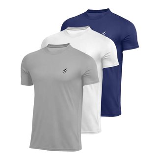 Kit 3 Camiseta Camisa Masculina Manga Curta Dry Esportivo Corrida Malhar Musculação Academia Treino