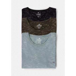 Kit 3 Camisetas Básicas Masculinas Em Malha Jet Com Bordado