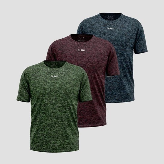 Kit 3 Camisetas Dry Alpha Co Masculina