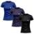 Kit 3 Camisetas Manga Curta Feminino - Preto+Azul