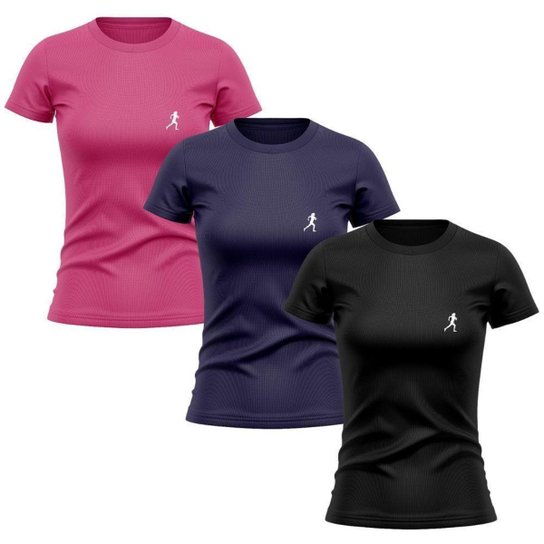 Kit 3 Camisetas Manga Curta Feminino