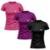 Kit 3 Camisetas Manga Curta Feminino - Preto+Roxo