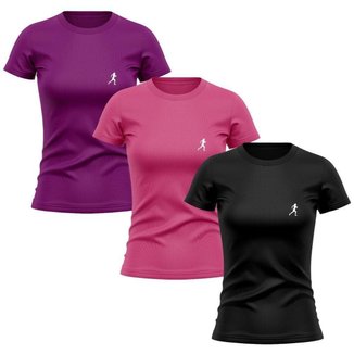 Kit 3 Camisetas Manga Curta Feminino