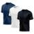 Kit 3 Camisetas Manga Curta Proteção Solar UV Piscina Praia - Preto+Marinho