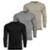 Kit 3 Camisetas Masculina Slim Fit Manga Longa - Preto+Bege