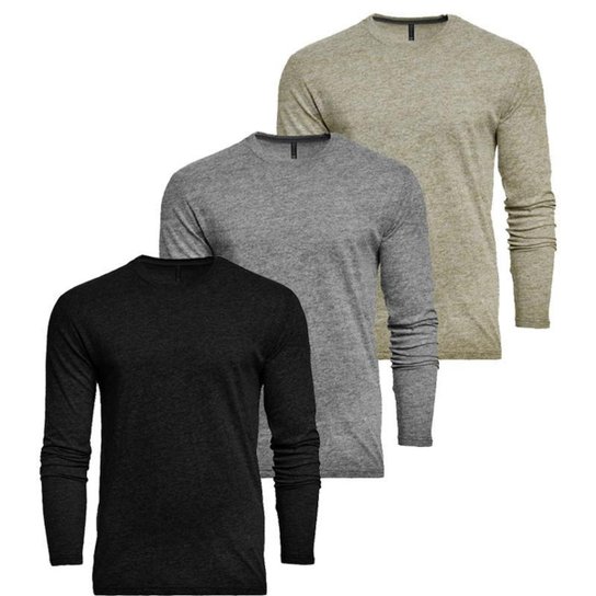 Kit 3 Camisetas Masculina Slim Fit Manga Longa