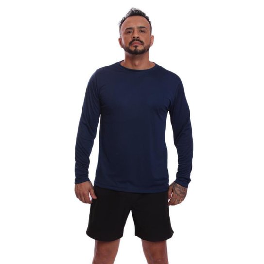 Kit 3 Camisetas Via Basic Manga Longa Dry UV Proteção Solar Masculina
