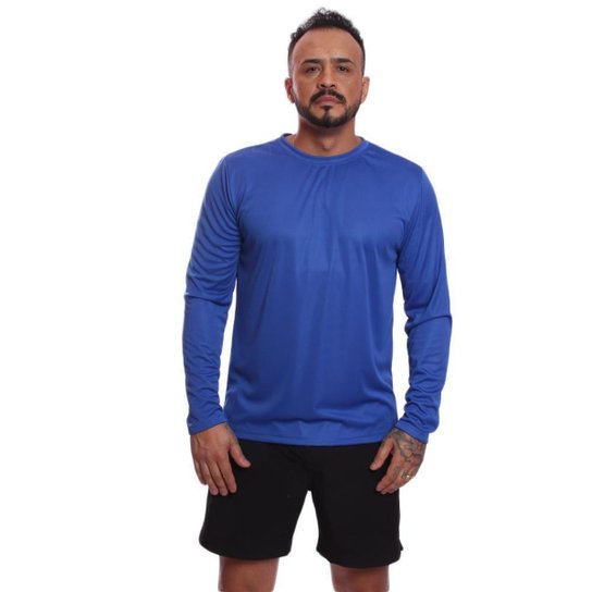 Kit 3 Camisetas Via Basic Manga Longa Dry UV Proteção Solar Masculina