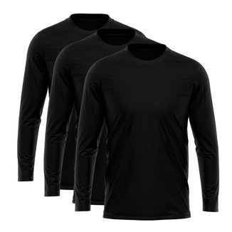Kit 3 Camisetas Via Basic Manga Longa Térmica Dry UV Proteção Solar Masculina