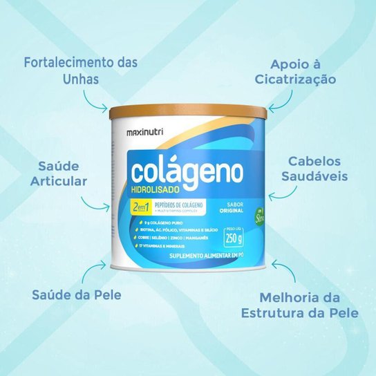 Kit 3 Colágeno Hidrolisado Sabor Original Lata 250g Maxinutri
