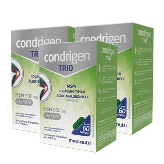 Kit 3 Condrigen Trio MSM Colágeno Tipo 2 HA e Vit.C 60 Caps Sabor:Sem Sabor;Cor: