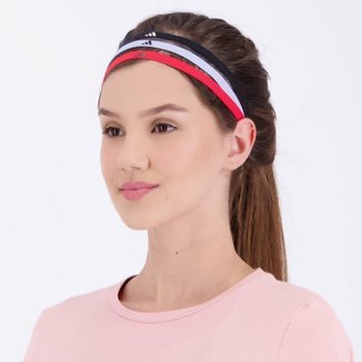 Kit 3 Faixas de Cabelo Adidas Logo Preto Lilás e Vermelho
