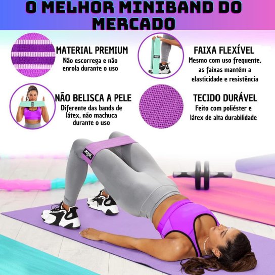 Kit 3 Faixas Elásticas Hip Band Thera Band Portatil exercicios em Casa Academia Pilates Yoga