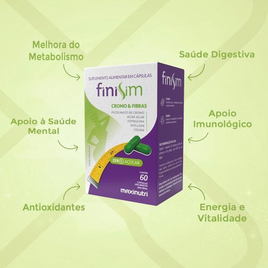 Kit 3 Finisim Cromo e Fibras com 60 Cápsulas Maxinutri