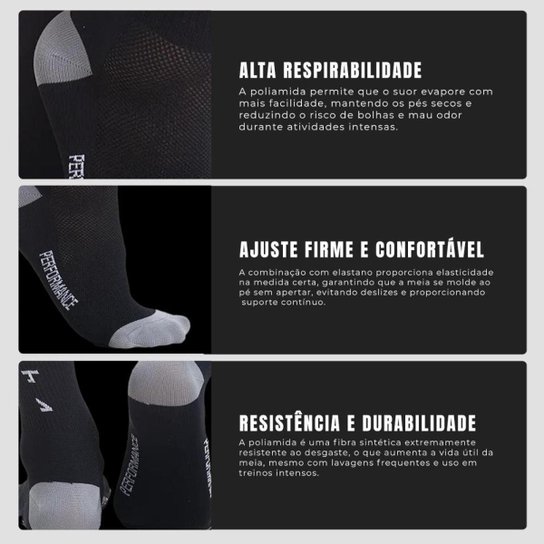Kit 3 Meias Performance Alpha Co
