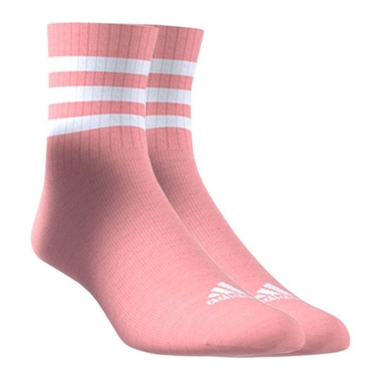 Kit 3 Pares De Meias Adidas 3 Stripes Infantil - Branco e Rosa 35-37