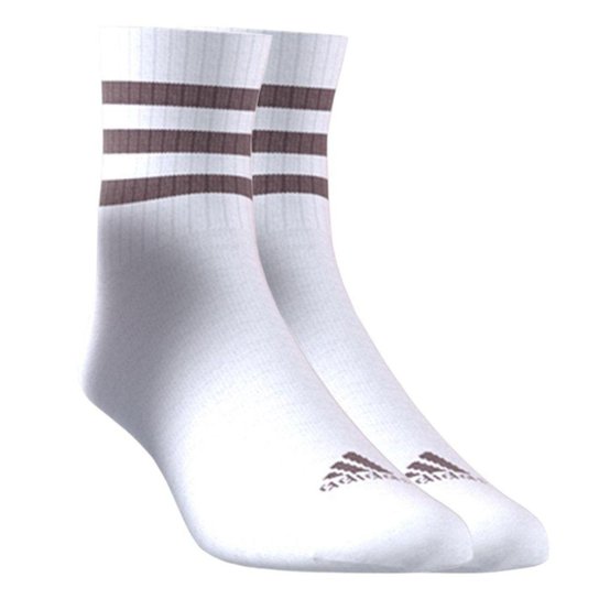 Kit 3 Pares De Meias Adidas 3 Stripes Infantil - Branco e Rosa 35-37