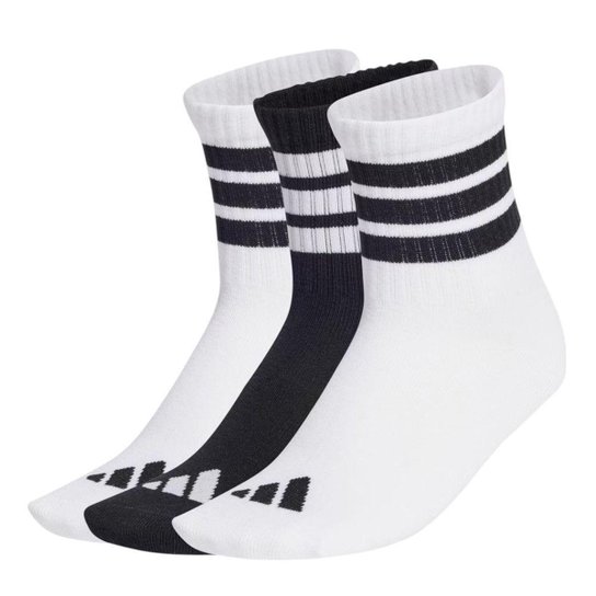 Kit 3 Pares De Meias Adidas Crew Juvenil - Branco 37-39