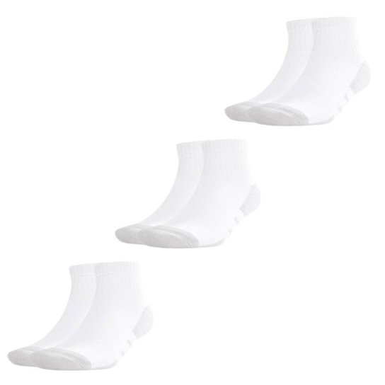 Kit 3 Pares de Meias Adidas Quarter Cano Médio Unissex - Branco 37-39