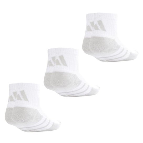 Kit 3 Pares de Meias Adidas Quarter Cano Médio Unissex - Branco 37-39