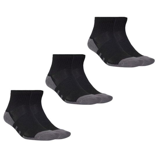 Kit 3 Pares de Meias Adidas Quarter Cano Médio Unissex - Preto 43-45