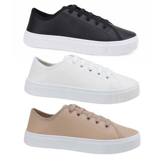 Kit 3 Pares Tênis Feminino Casual Original Dia a Dia Confortável