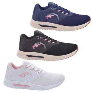 Kit 3 Pares Tênis Feminino Esportivo Original FXB Confortável Caminhada Treino
