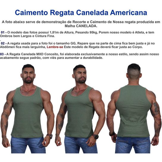 Kit 3 Regatas Canelada Americano MXD Conceito Básicas Lisas Cor:;Tamanho:P