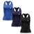 Kit 3 Regatas Nadador Agachamento Feminino - Preto+Azul