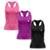 Kit 3 Regatas Nadador Malhando Feminino - Preto+Roxo