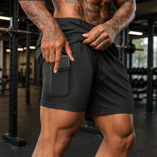 Kit 3 Shorts Masculino 2 em 1 Fitness Bermuda Para Treino