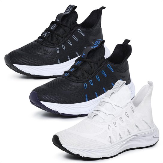 Kit 3 Tênis Esportivo Confortável Leve Macio Masculino
