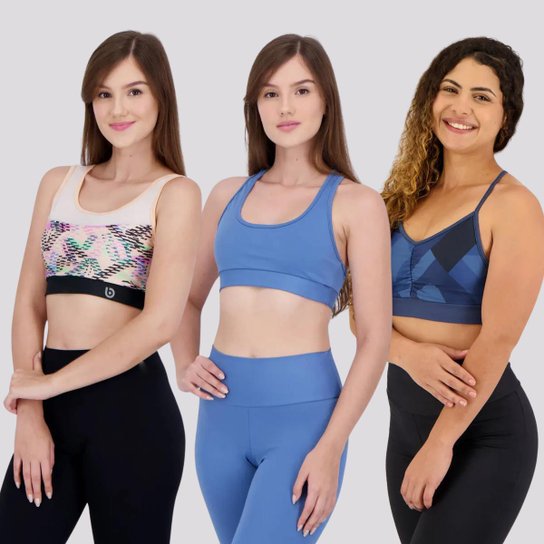 Kit 3 Tops Area Silver Star Preset Feminino