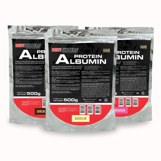 Kit 3x Albumina Albumin Protein 500g - Bodybuilders