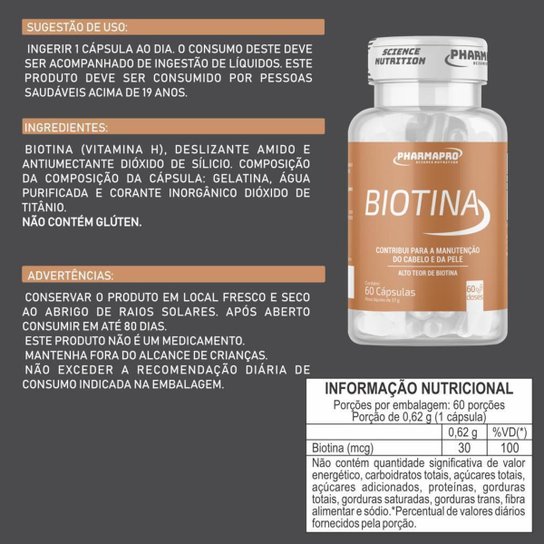 Kit 3x Biotina Pharmapro – Suplemento Vitamínico 180 Cápsulas
