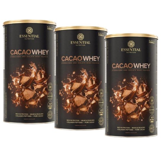 Kit 3x Cacao Whey (840g cada) - Essential Nutrition