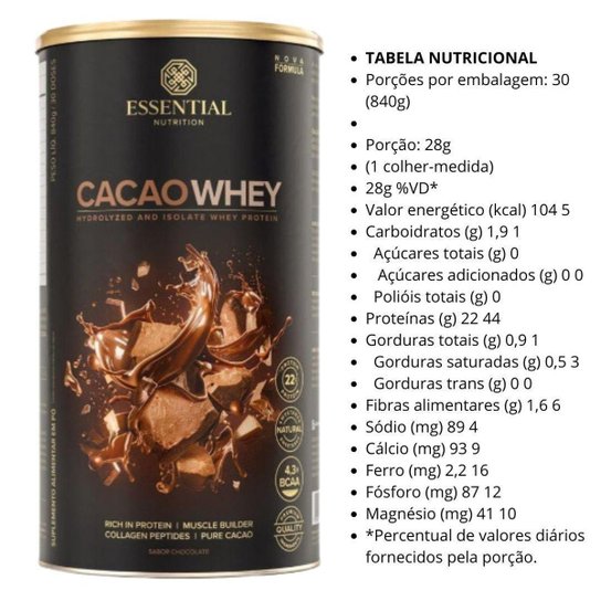 Kit 3x Cacao Whey (840g cada) - Essential Nutrition
