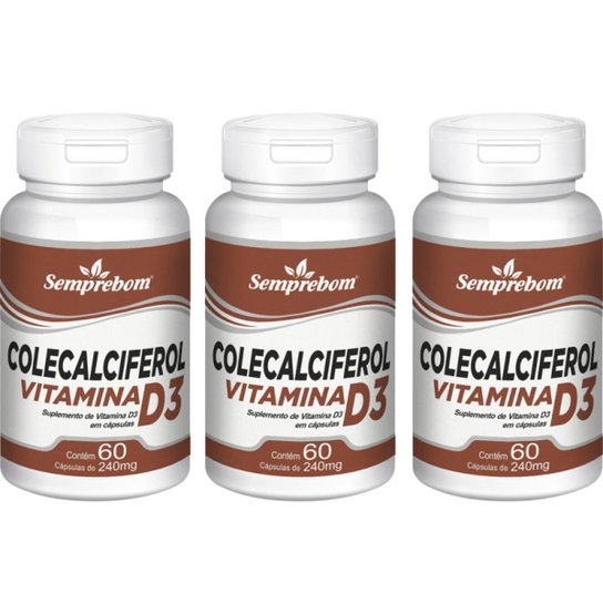 Kit 3x Colecalciferol Vitamina D3 Semprebom 60 Caps. de 240 mg.