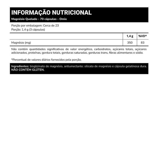 Kit 3x - Magnésio Quelato - 70 cápsulas - Omix