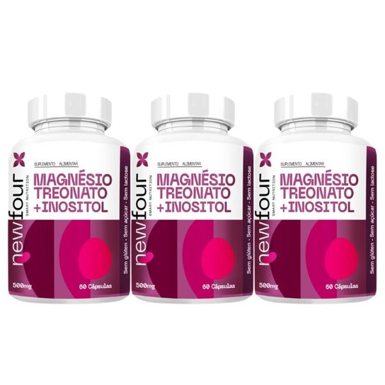 Kit 3x Magnesio Treonato + Inositol 500mg 60 caps