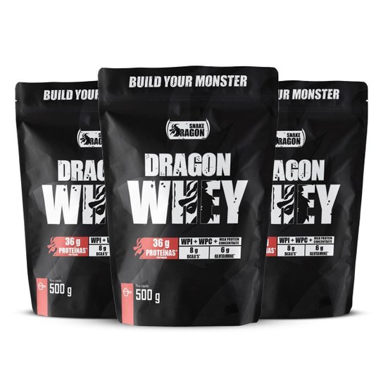 Kit 3x Whey Protein Refil 500g Snake Dragon