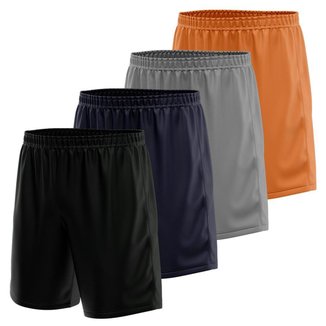 Kit 4 Calção Short Futebol Basquete Vôlei Bermuda Dry Treino Academia