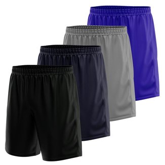 Kit 4 Calção Short Futebol Basquete Vôlei Bermuda Dry Treino Academia
