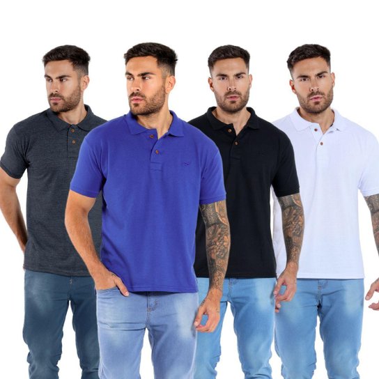 Kit 4 Camisa Polo Masculina Piquet