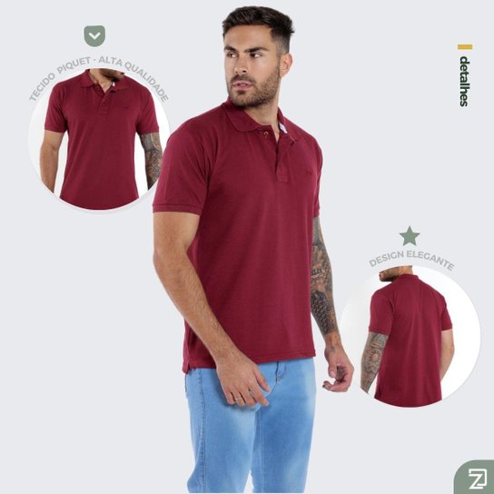 Kit 4 Camisa Polo Masculina Piquet